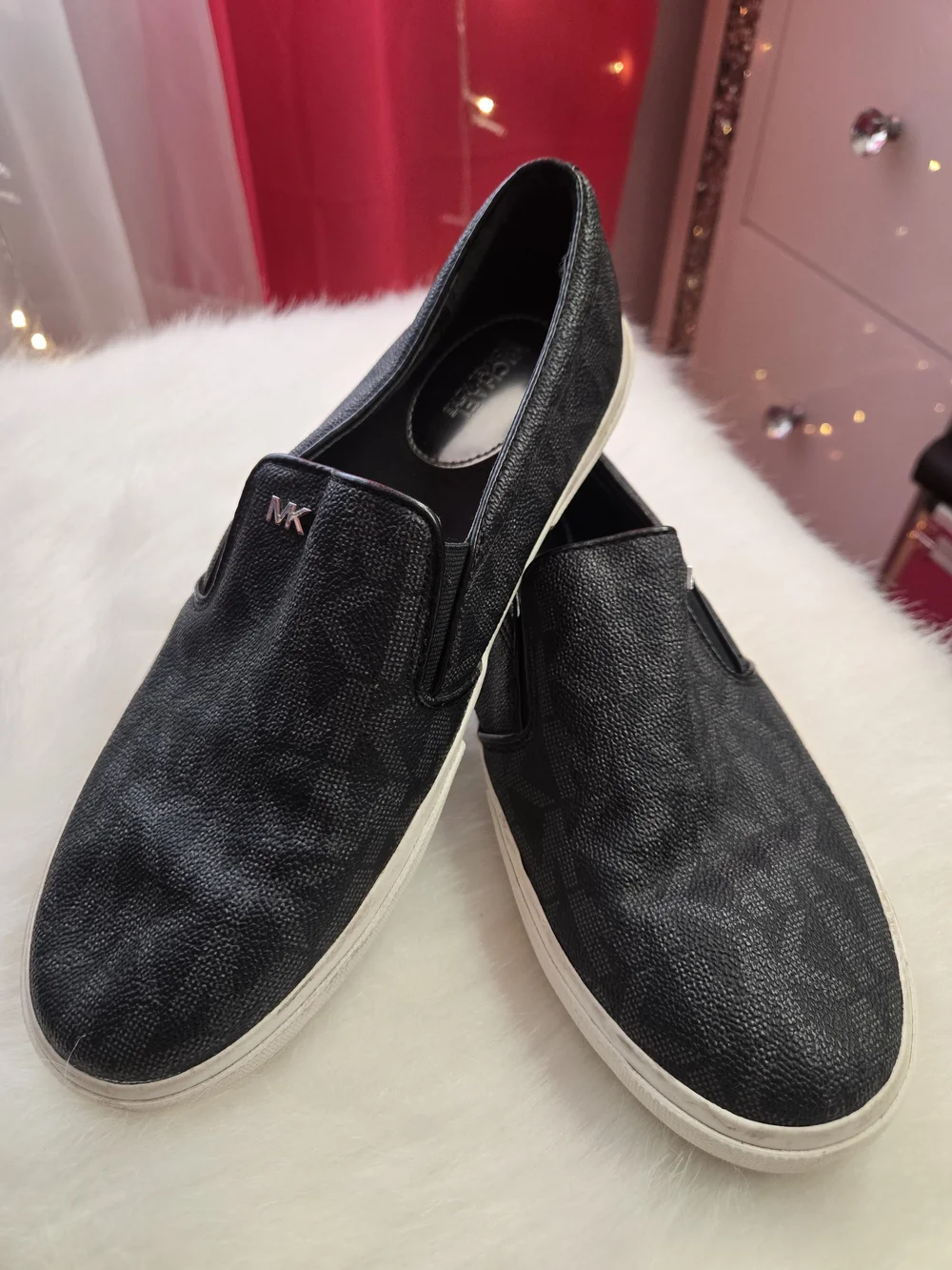 Michael Kors Black Logo-Print Slip-On Sneakers